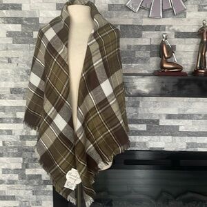 Oversized Plaid Check Blanket 100%  Acrylic Scarf